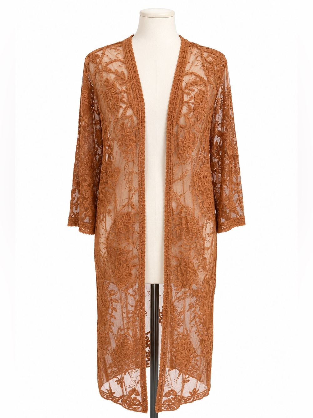 Eyeshadow XL Rust Lace Duster Kimono Cardigan Boho Fall